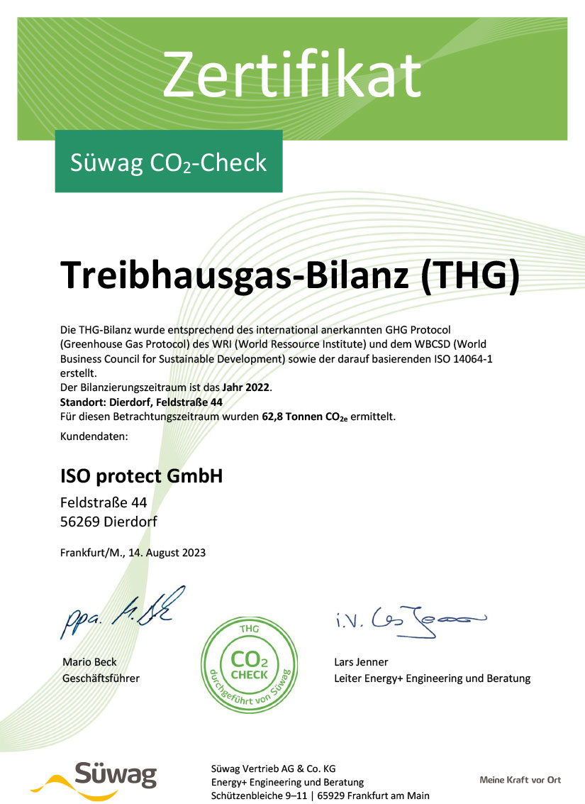 2023 08 14 Zertifikat CO2 Check ISO protect GmbH 1